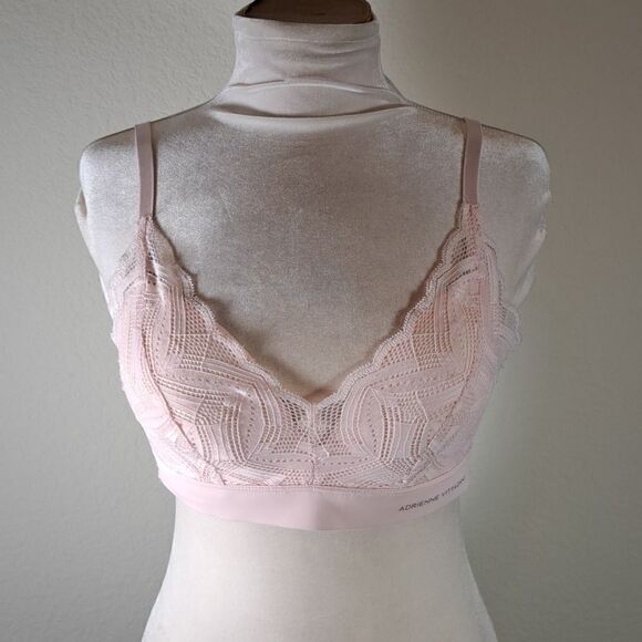 Adrienne Vittadini Bra Peachy Pink Lace Padded Adjustable Straps Sports Bra 36B - Picture 2 of 10